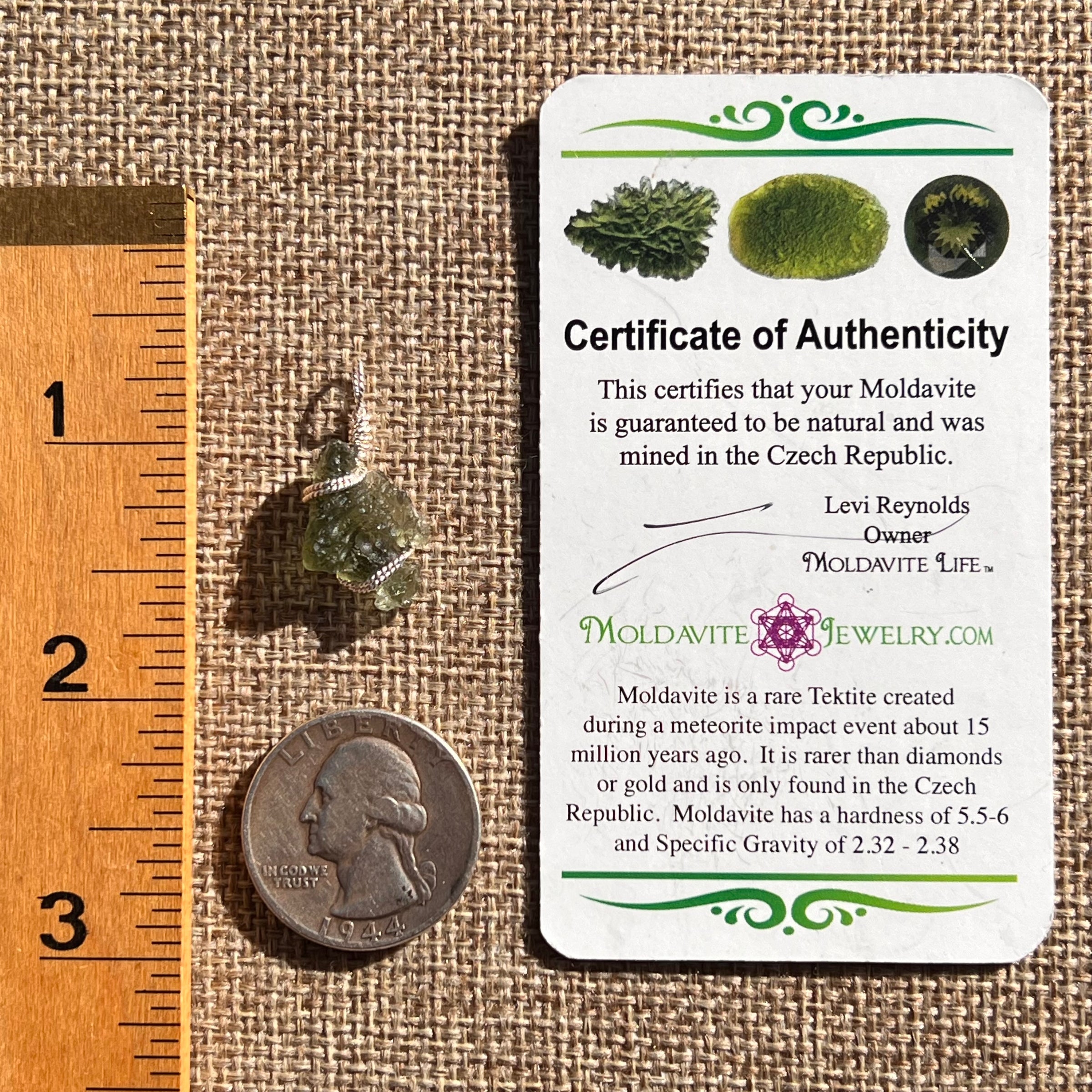 Moldavite Wire Wrapped Pendant Sterling Silver #6804-Moldavite Life