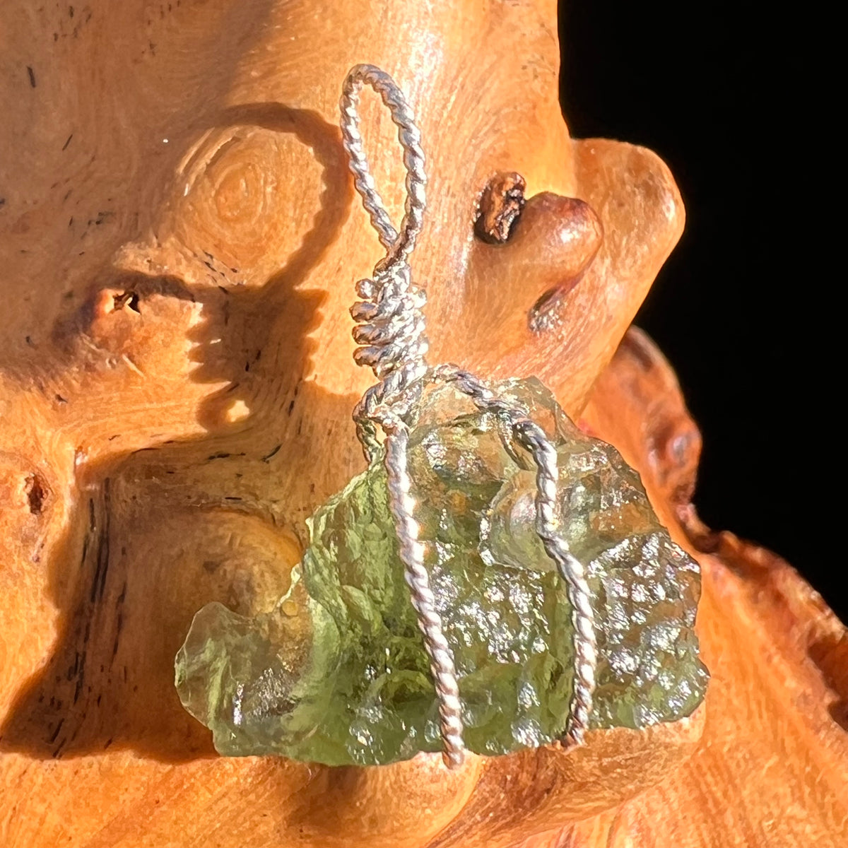 Moldavite Wire Wrapped Pendant Sterling Silver #6805-Moldavite Life