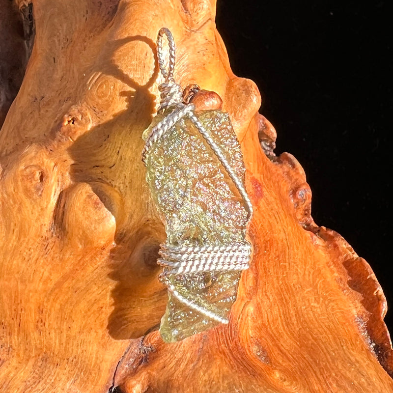 Moldavite Wire Wrapped Pendant Sterling Silver #6807-Moldavite Life