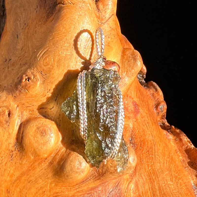 Moldavite Wire Wrapped Pendant Sterling Silver #6808-Moldavite Life