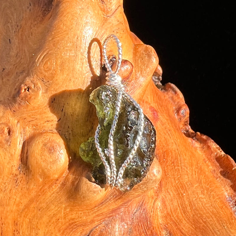 Moldavite Wire Wrapped Pendant Sterling Silver #6810-Moldavite Life