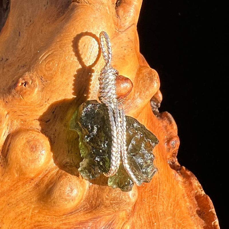 Moldavite Wire Wrapped Pendant Sterling Silver #6811-Moldavite Life