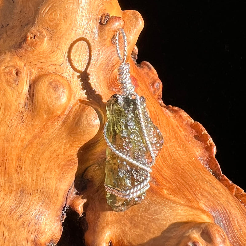 Moldavite Wire Wrapped Pendant Sterling Silver #6812-Moldavite Life