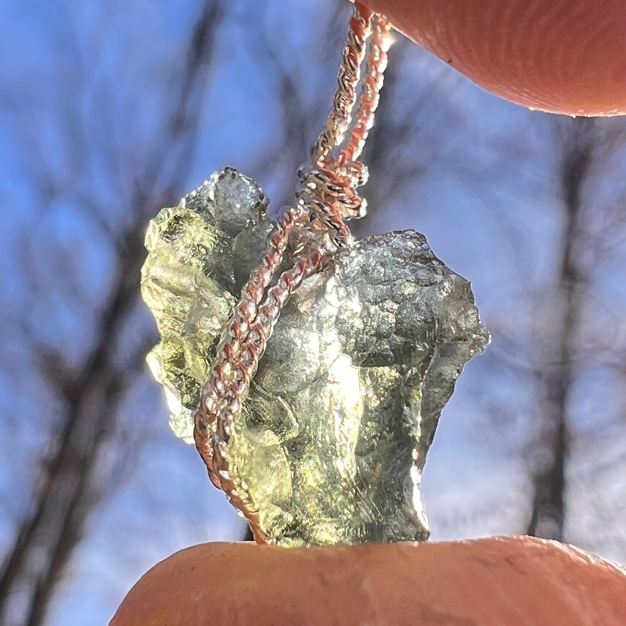 Moldavite Wire Wrapped Pendant Sterling Silver #6813-Moldavite Life