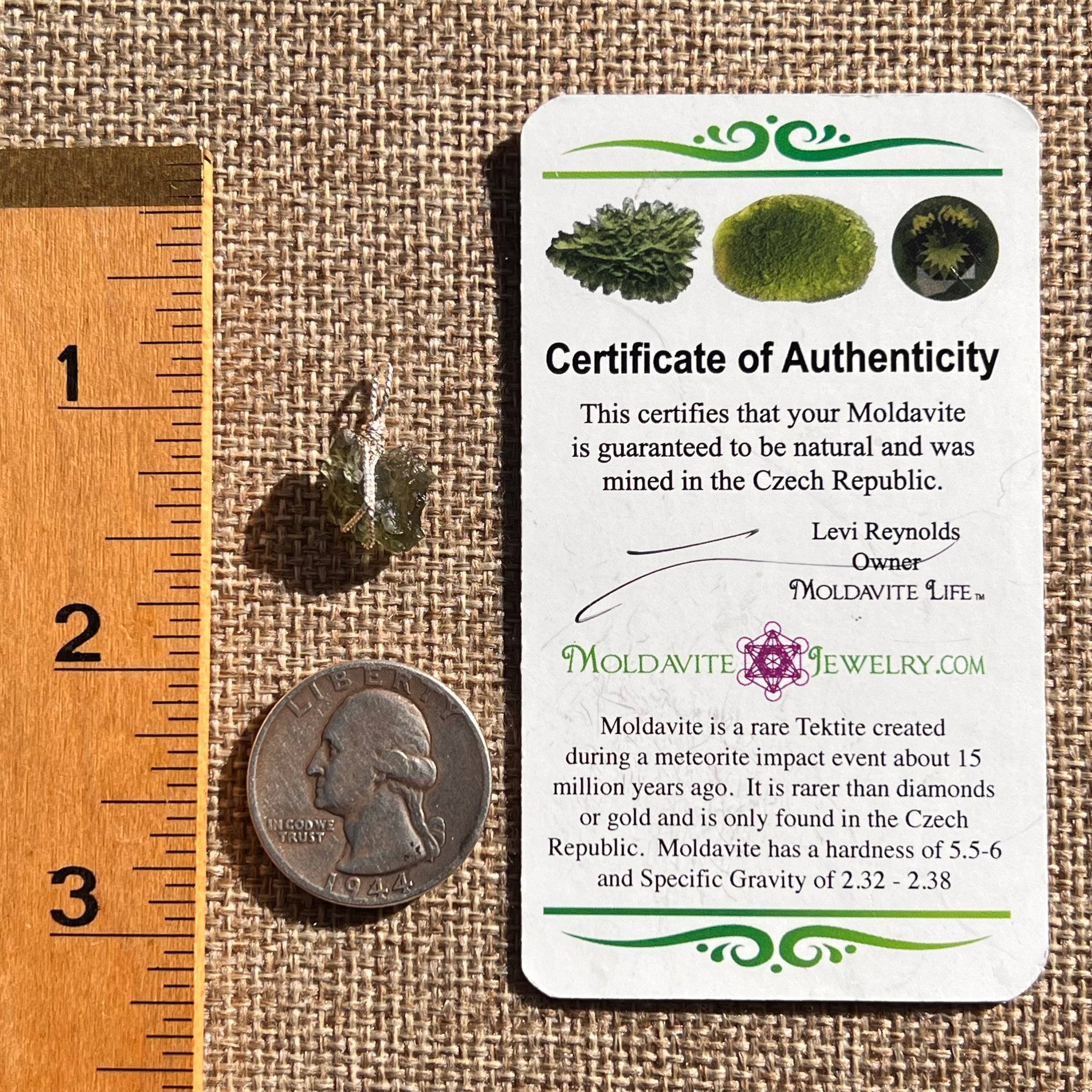 Moldavite Wire Wrapped Pendant Sterling Silver #6813-Moldavite Life