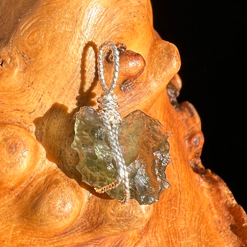 Moldavite Wire Wrapped Pendant Sterling Silver #6813-Moldavite Life