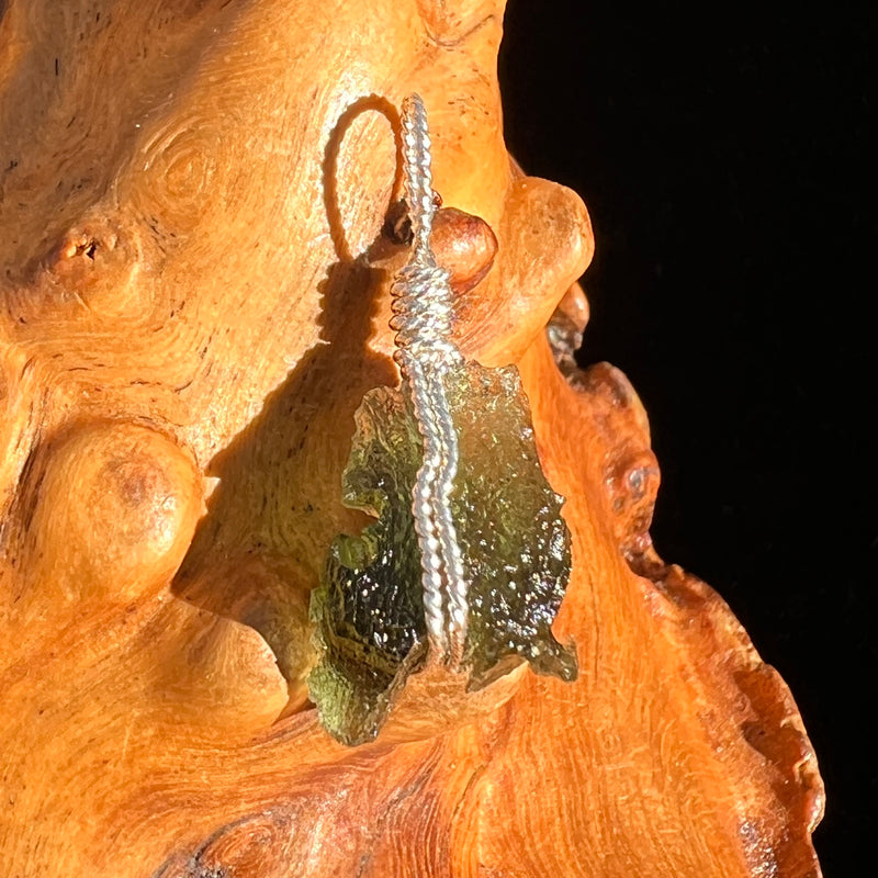 Moldavite Wire Wrapped Pendant Sterling Silver #6815-Moldavite Life