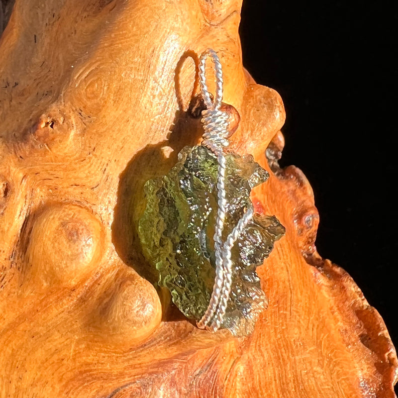 Moldavite Wire Wrapped Pendant Sterling Silver #6820-Moldavite Life