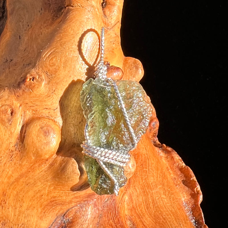 Moldavite Wire Wrapped Pendant Sterling Silver #6823-Moldavite Life