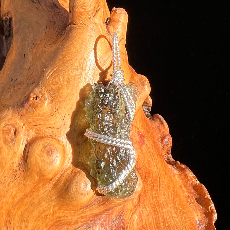 Moldavite Wire Wrapped Pendant Sterling Silver #6825-Moldavite Life