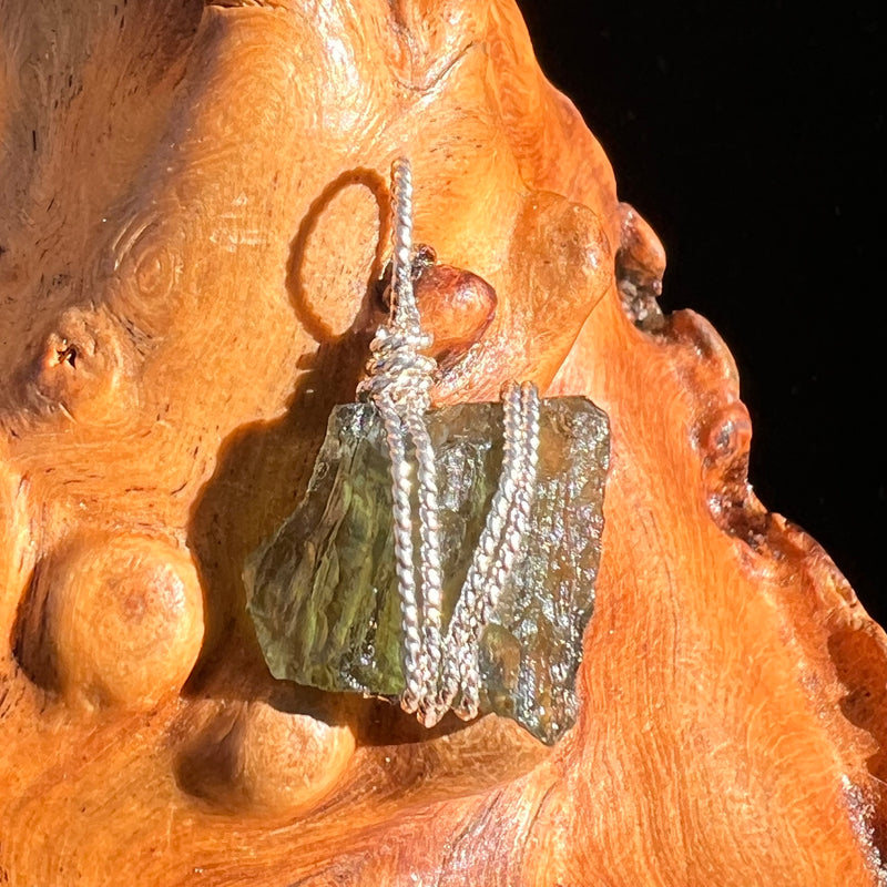 Moldavite Wire Wrapped Pendant Sterling Silver #6827-Moldavite Life