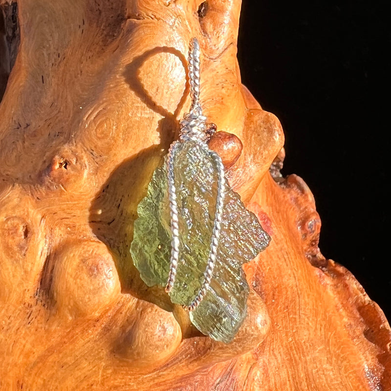 Moldavite Wire Wrapped Pendant Sterling Silver #6829-Moldavite Life