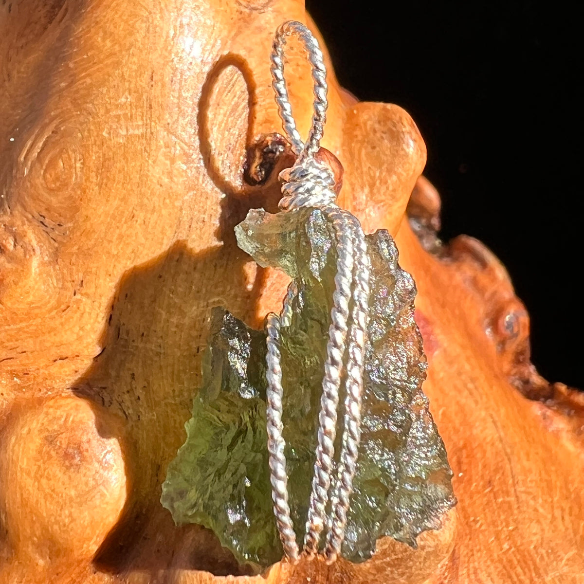 Moldavite Wire Wrapped Pendant Sterling Silver #6830-Moldavite Life