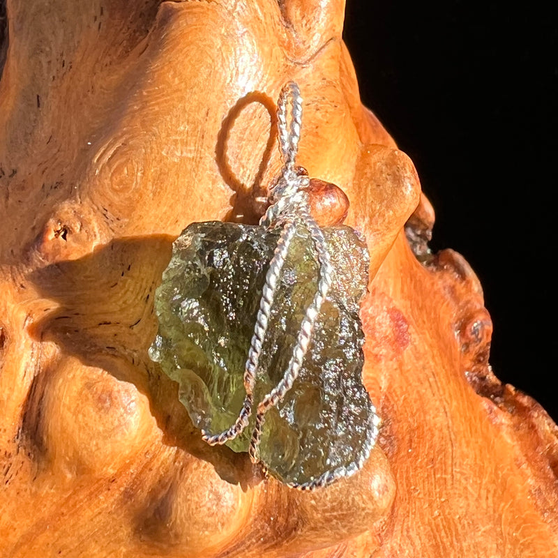 Moldavite Wire Wrapped Pendant Sterling Silver #6831-Moldavite Life