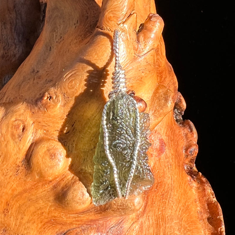 Moldavite Wire Wrapped Pendant Sterling Silver #6834-Moldavite Life