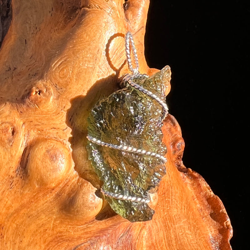 Moldavite Wire Wrapped Pendant Sterling Silver #6836-Moldavite Life