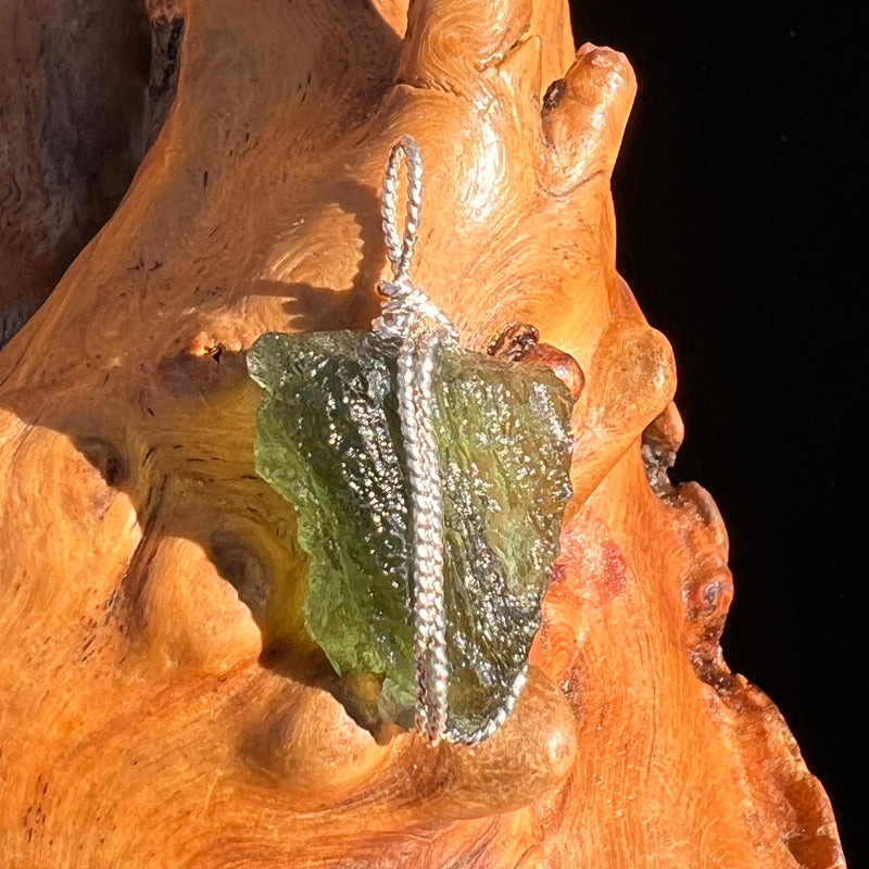 Moldavite Wire Wrapped Pendant Sterling Silver #6837-Moldavite Life