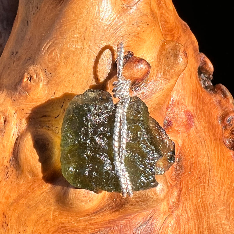 Moldavite Wire Wrapped Pendant Sterling Silver #6838-Moldavite Life