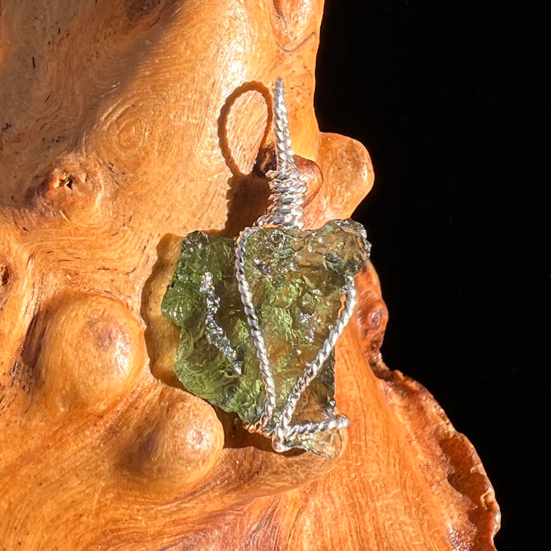 Moldavite Wire Wrapped Pendant Sterling Silver #6841-Moldavite Life