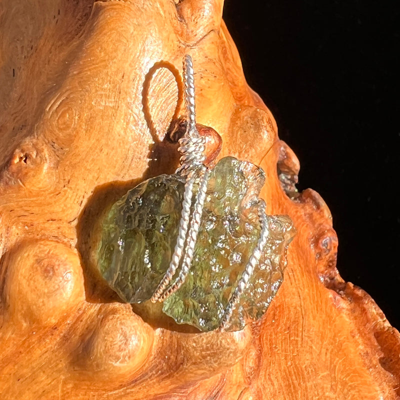 Moldavite Wire Wrapped Pendant Sterling Silver #6843-Moldavite Life