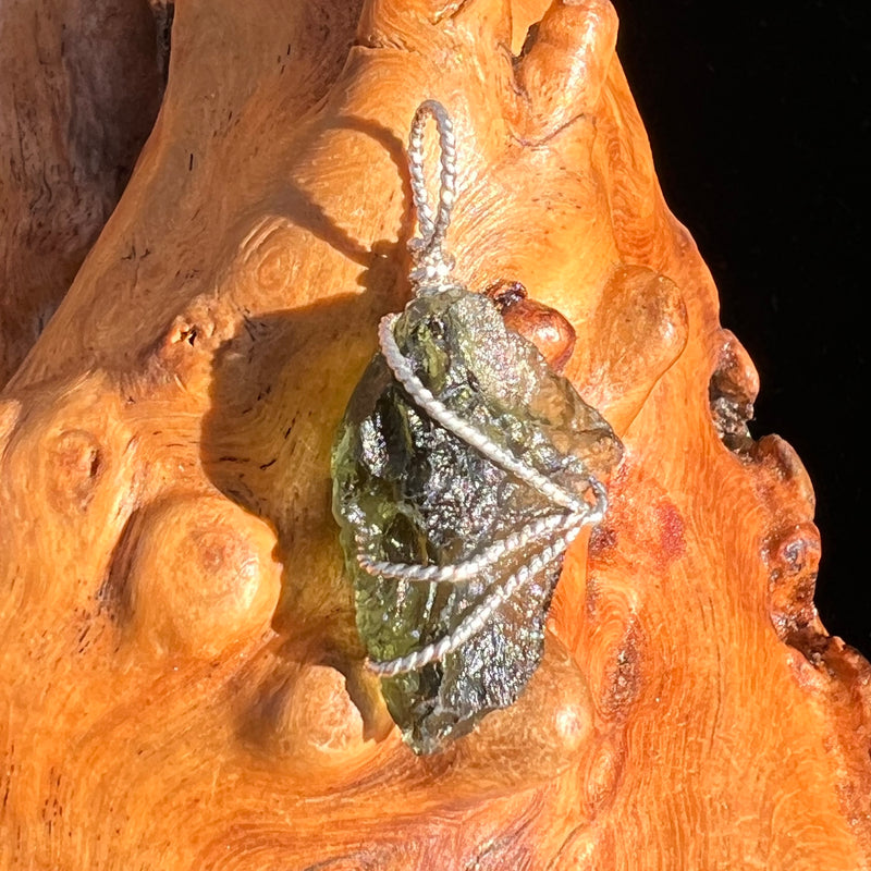 Moldavite Wire Wrapped Pendant Sterling Silver #6845-Moldavite Life