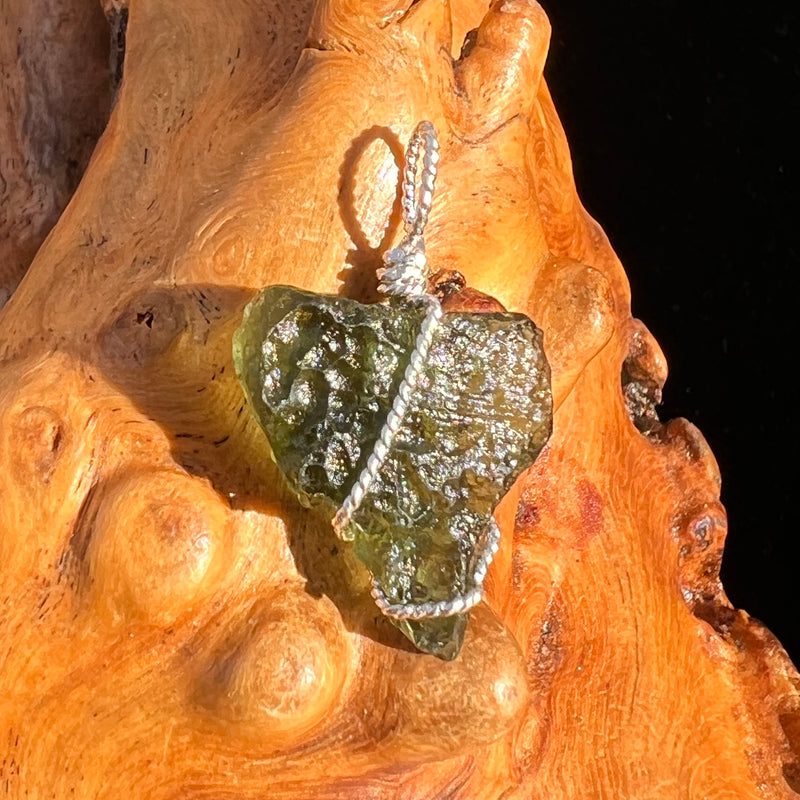 Moldavite Wire Wrapped Pendant Sterling Silver #6846-Moldavite Life