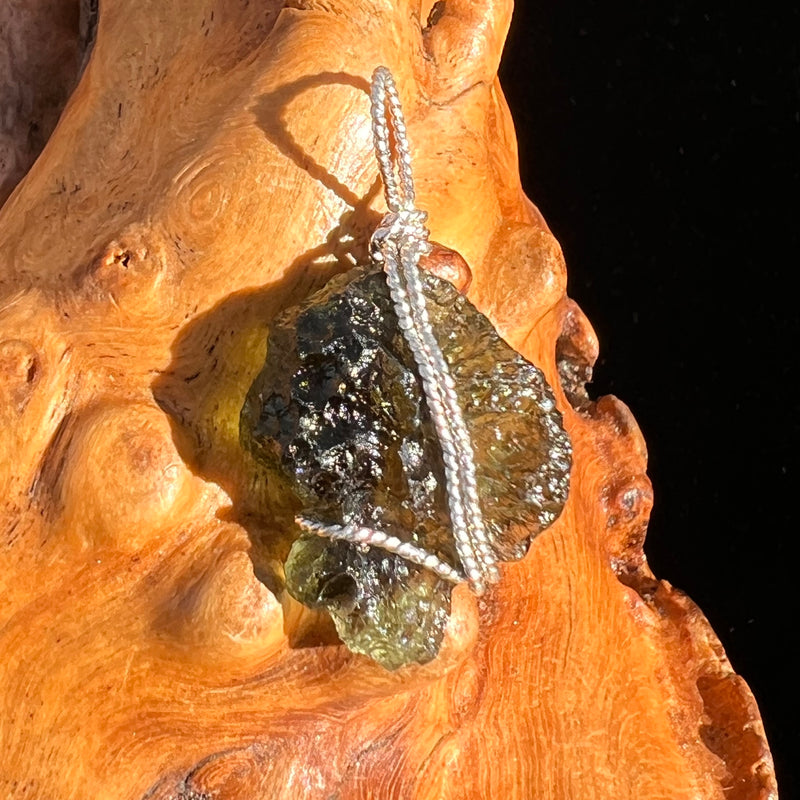 Moldavite Wire Wrapped Pendant Sterling Silver #6847-Moldavite Life