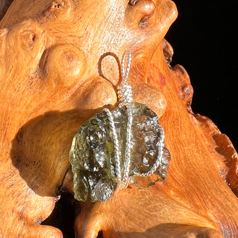 Moldavite Wire Wrapped Pendant Sterling Silver #6848-Moldavite Life