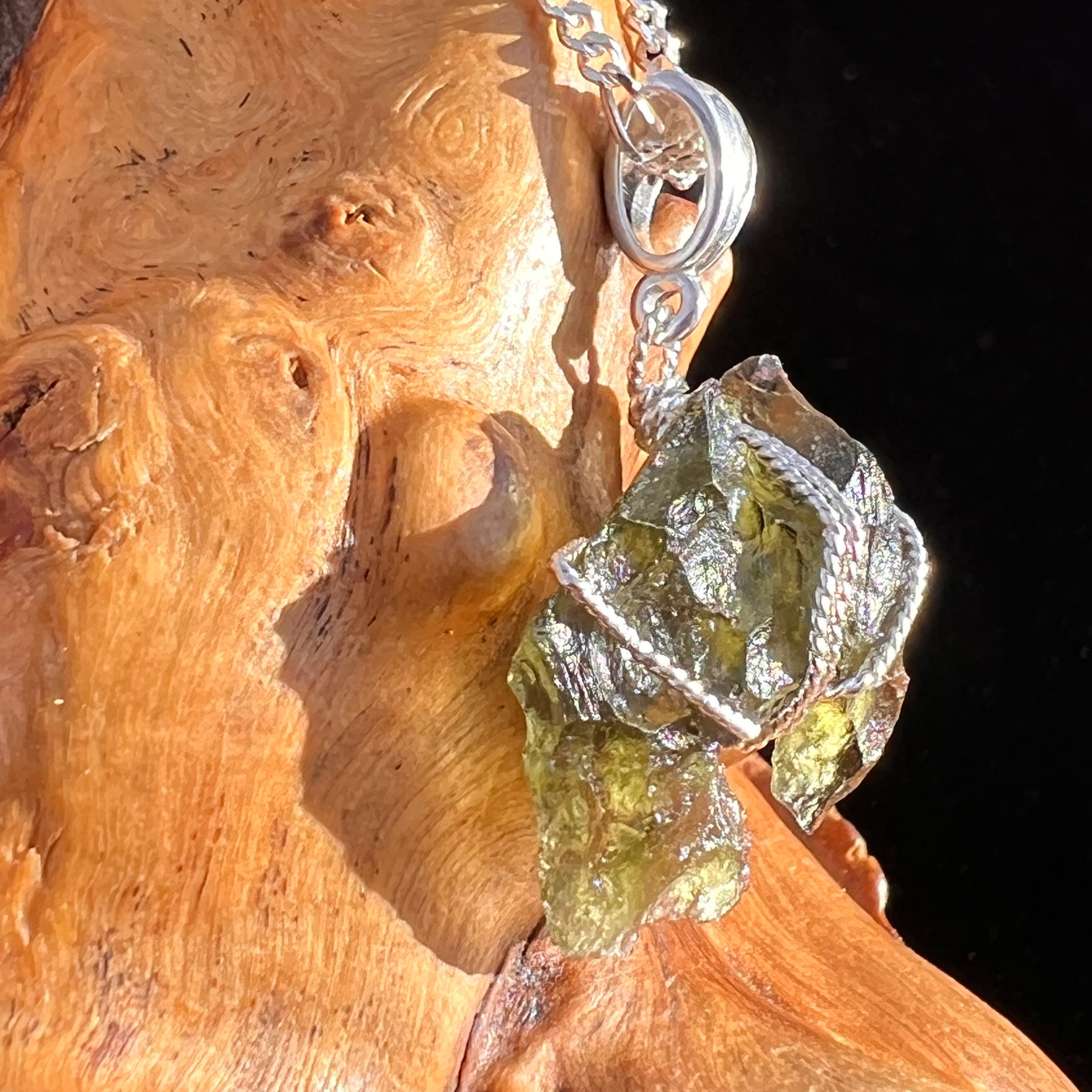 Moldavite Wire Wrapped Pendant Sterling Silver #6850-Moldavite Life