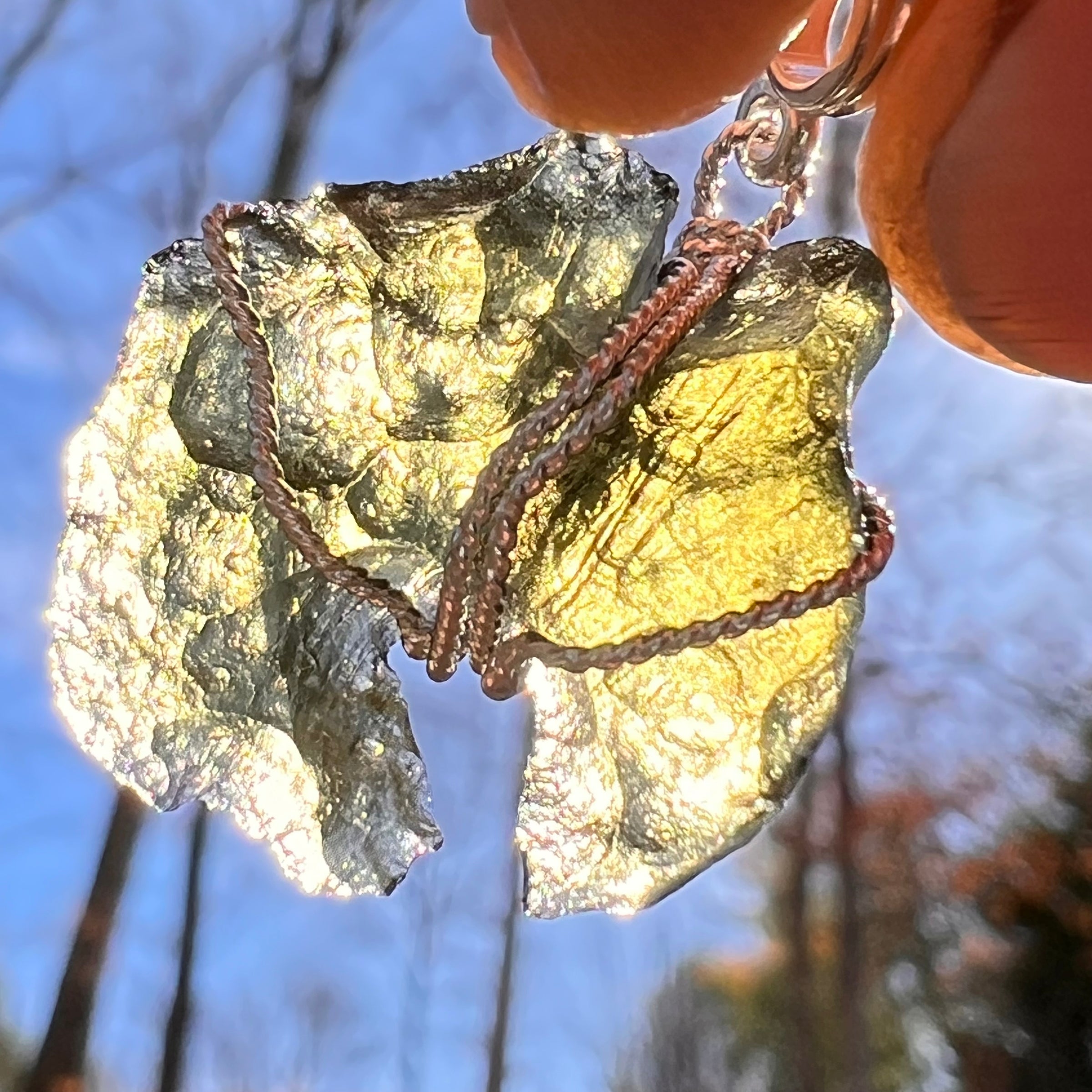 Moldavite Wire Wrapped Pendant Sterling Silver #6850-Moldavite Life