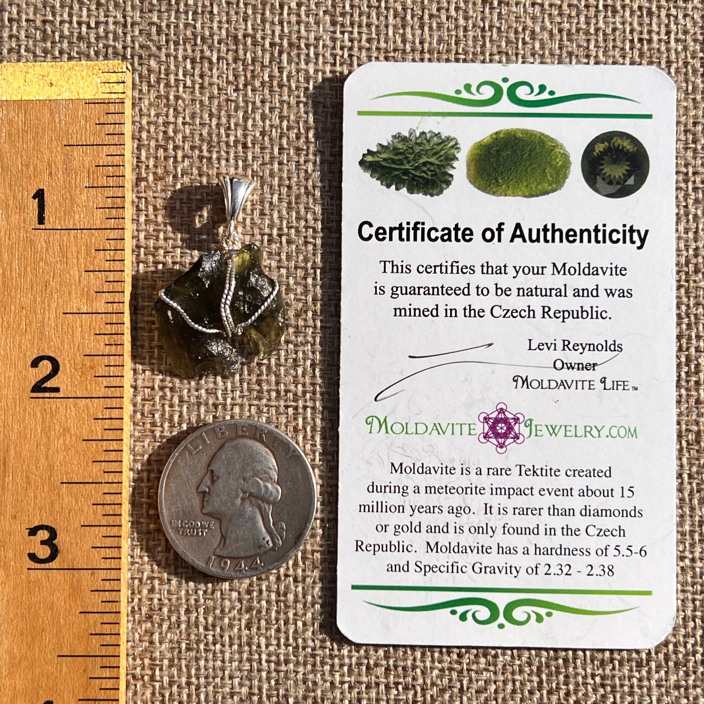 Moldavite Wire Wrapped Pendant Sterling Silver #6850-Moldavite Life