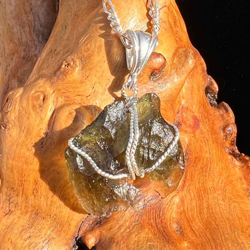 Moldavite Wire Wrapped Pendant Sterling Silver #6850-Moldavite Life