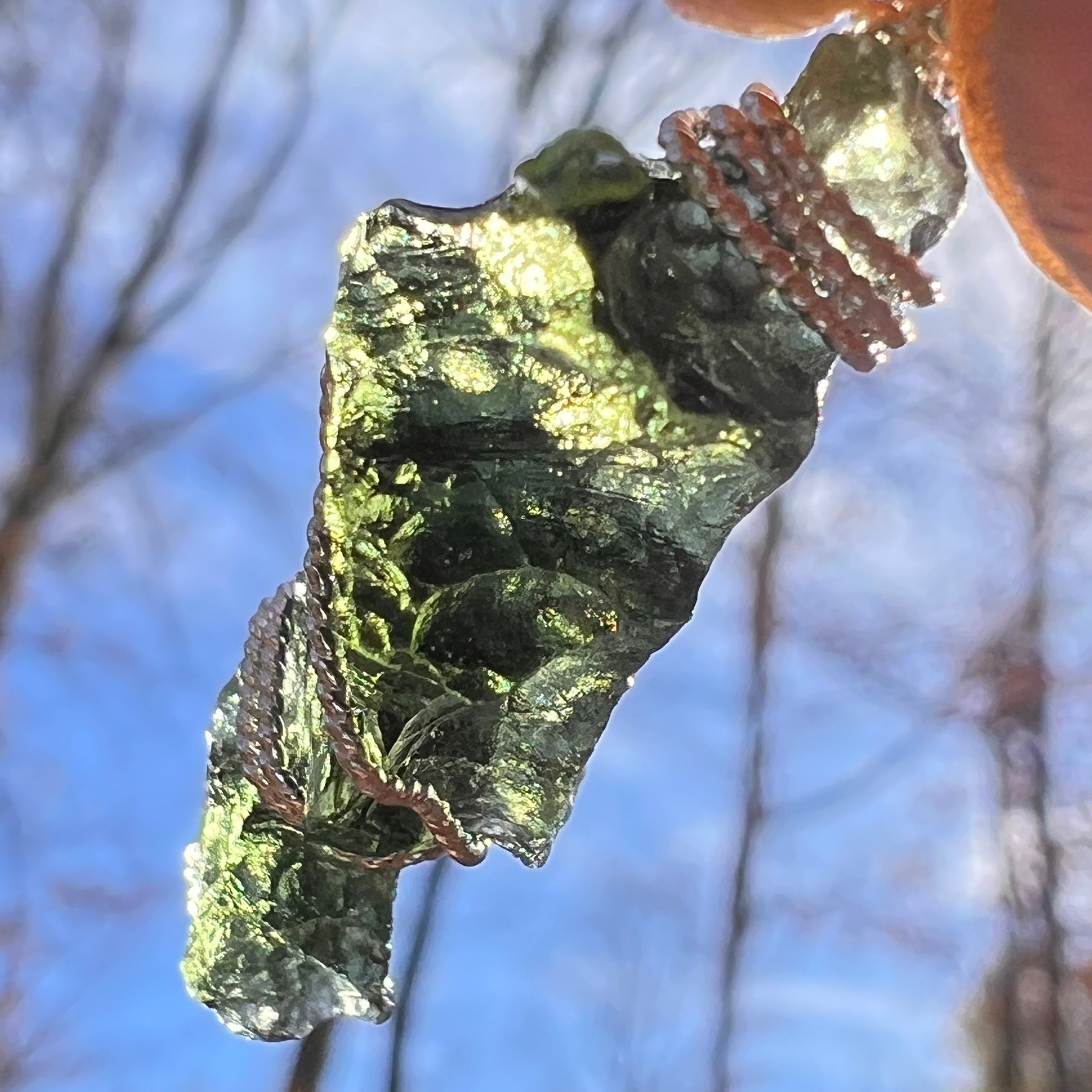 Moldavite Wire Wrapped Pendant Sterling Silver #6852-Moldavite Life