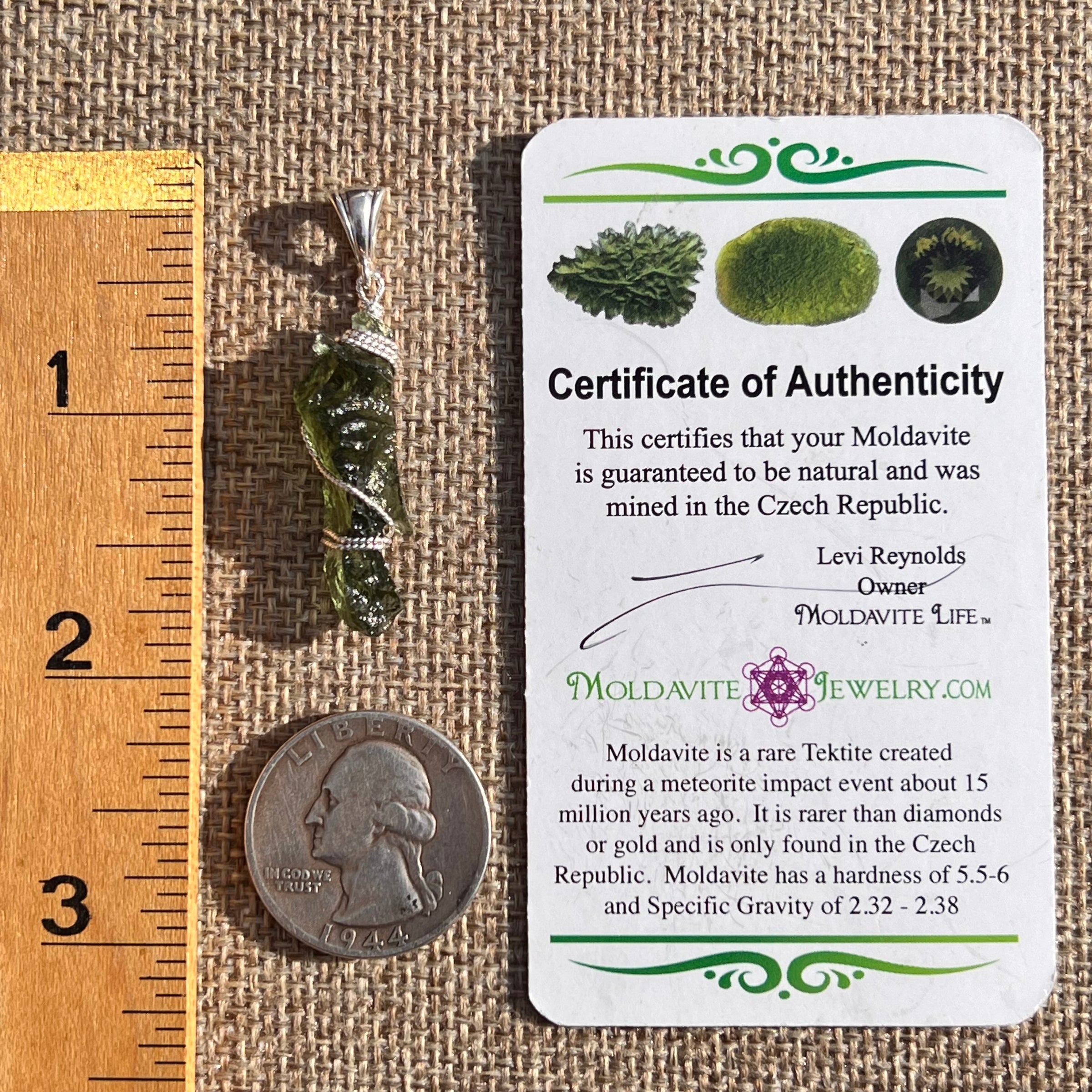 Moldavite Wire Wrapped Pendant Sterling Silver #6852-Moldavite Life
