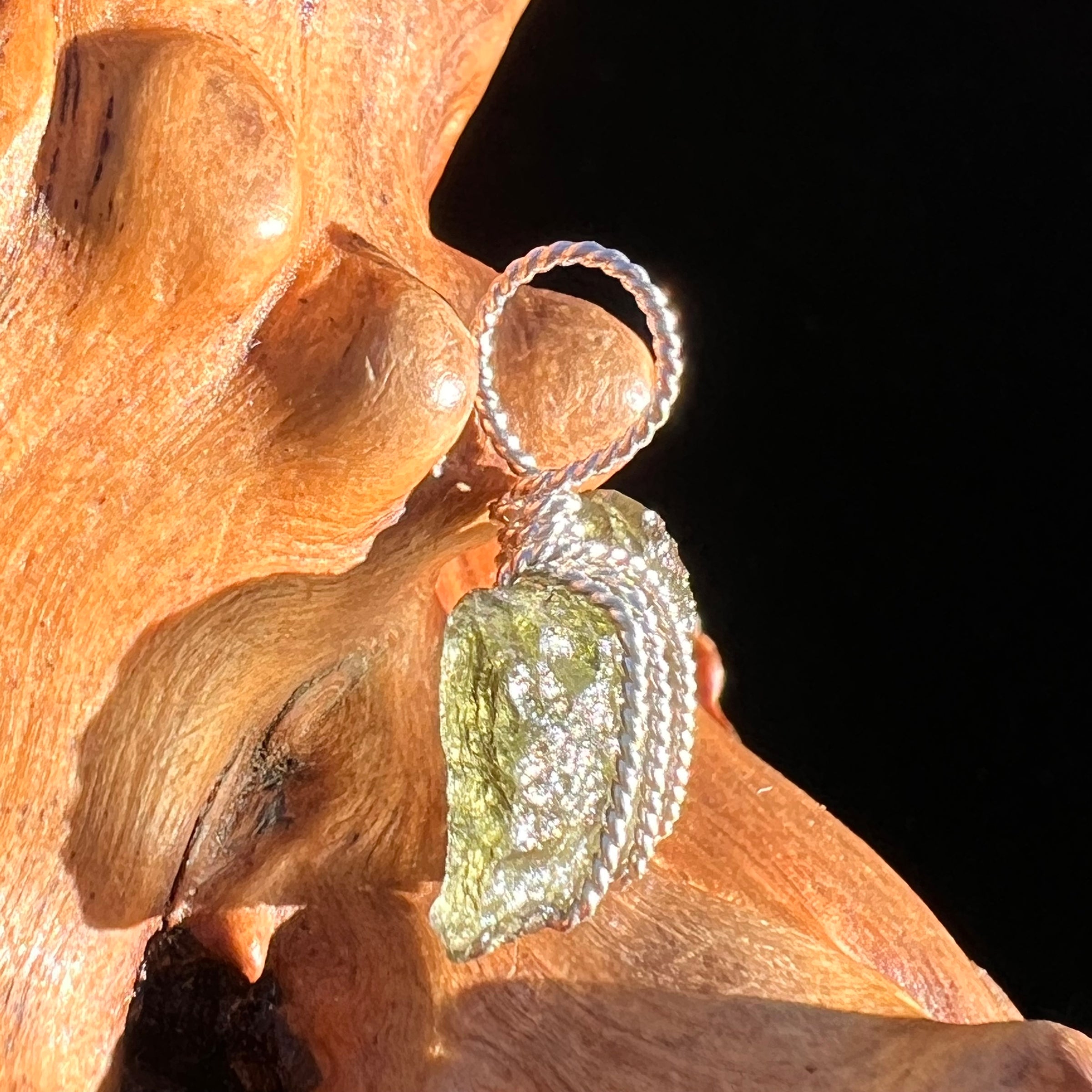 Moldavite Wire Wrapped Pendant Sterling Silver #7846-Moldavite Life