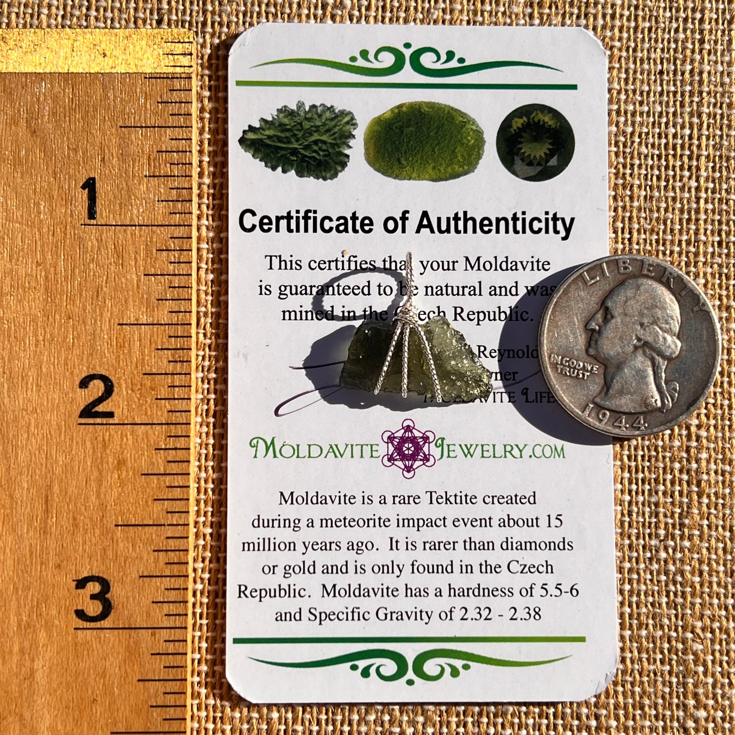 Moldavite Wire Wrapped Pendant Sterling Silver #7846-Moldavite Life