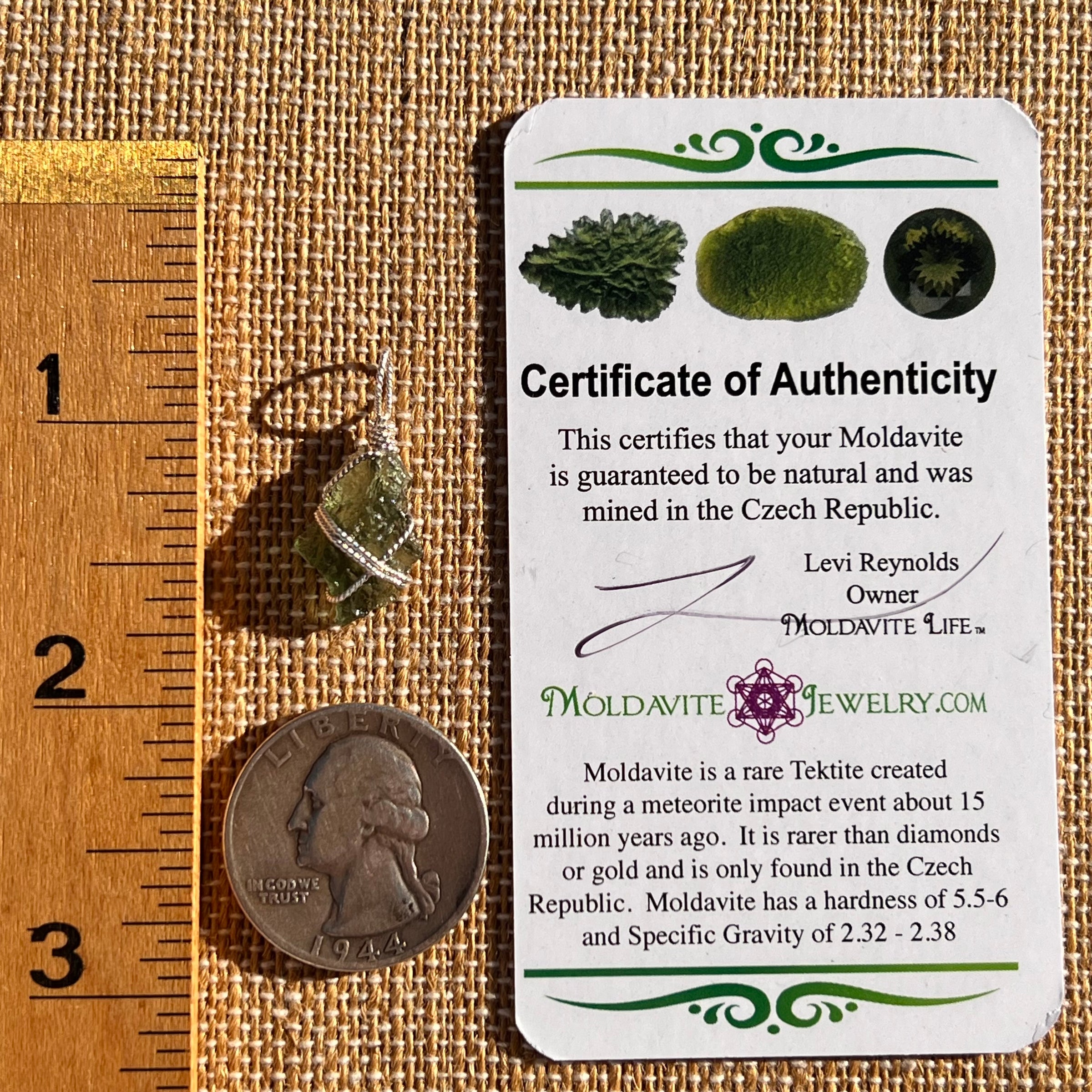 Moldavite Wire Wrapped Pendant Sterling Silver #7847-Moldavite Life