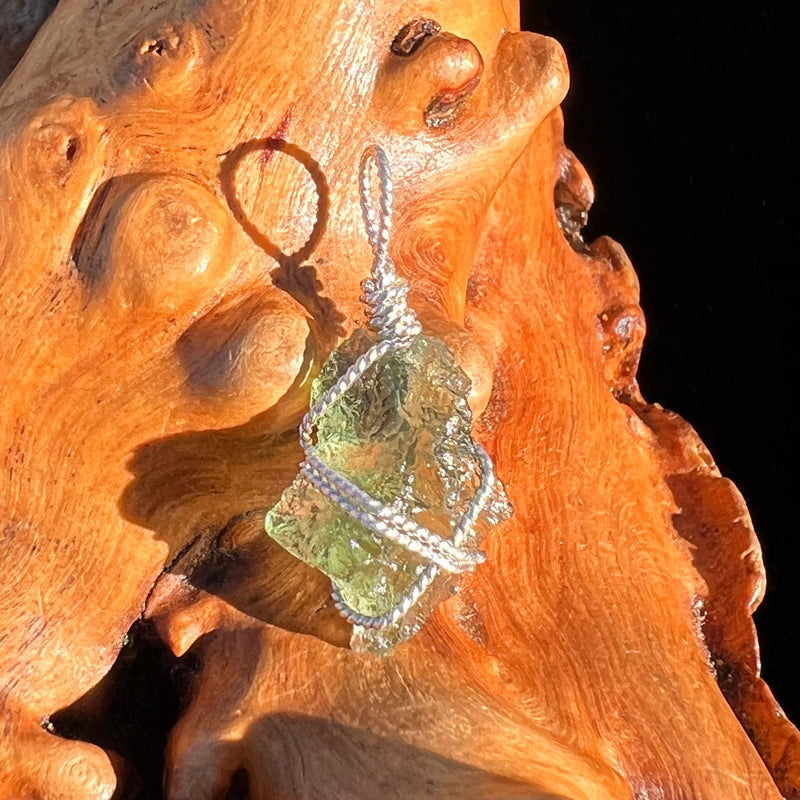 Moldavite Wire Wrapped Pendant Sterling Silver #7847-Moldavite Life