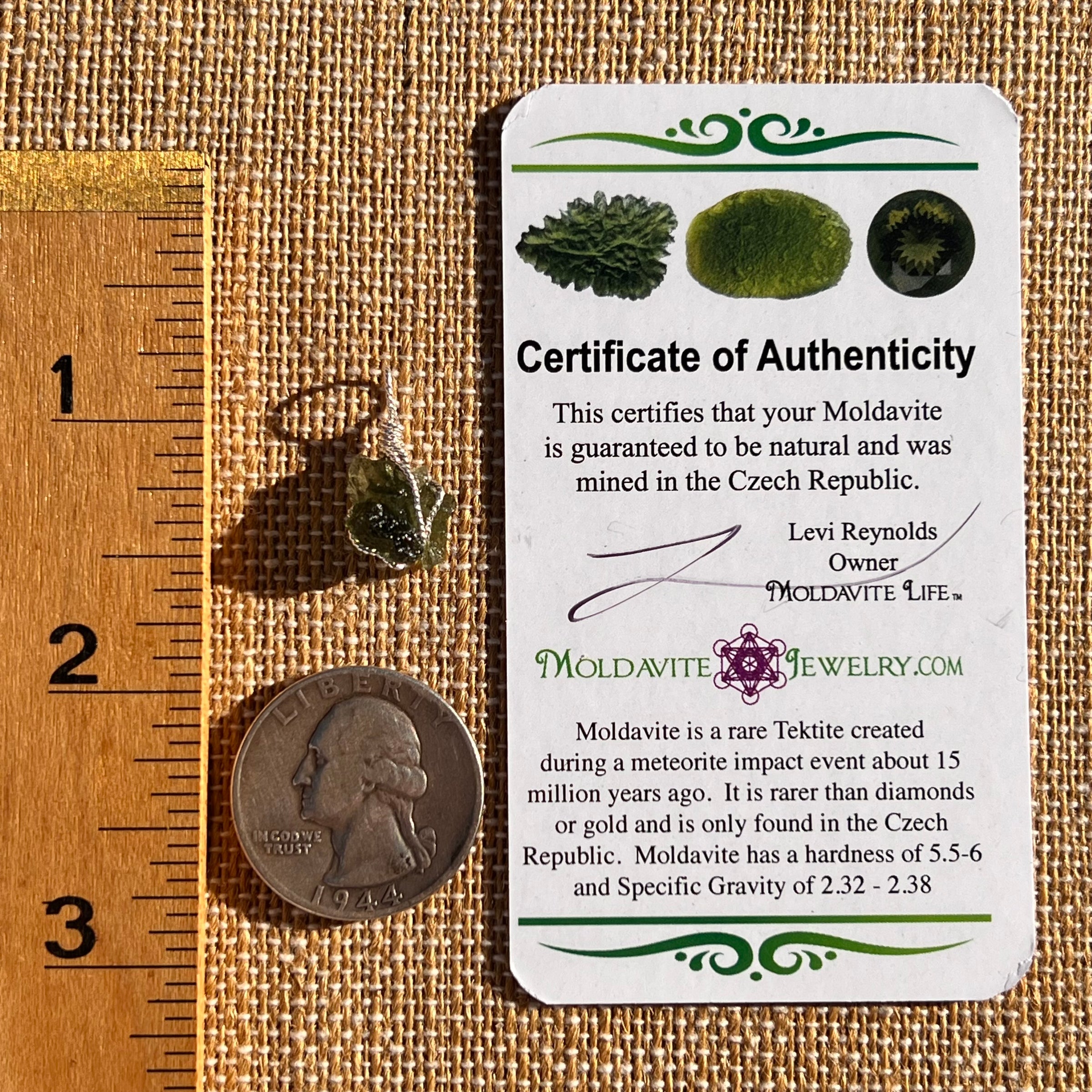 Moldavite Wire Wrapped Pendant Sterling Silver #7848-Moldavite Life