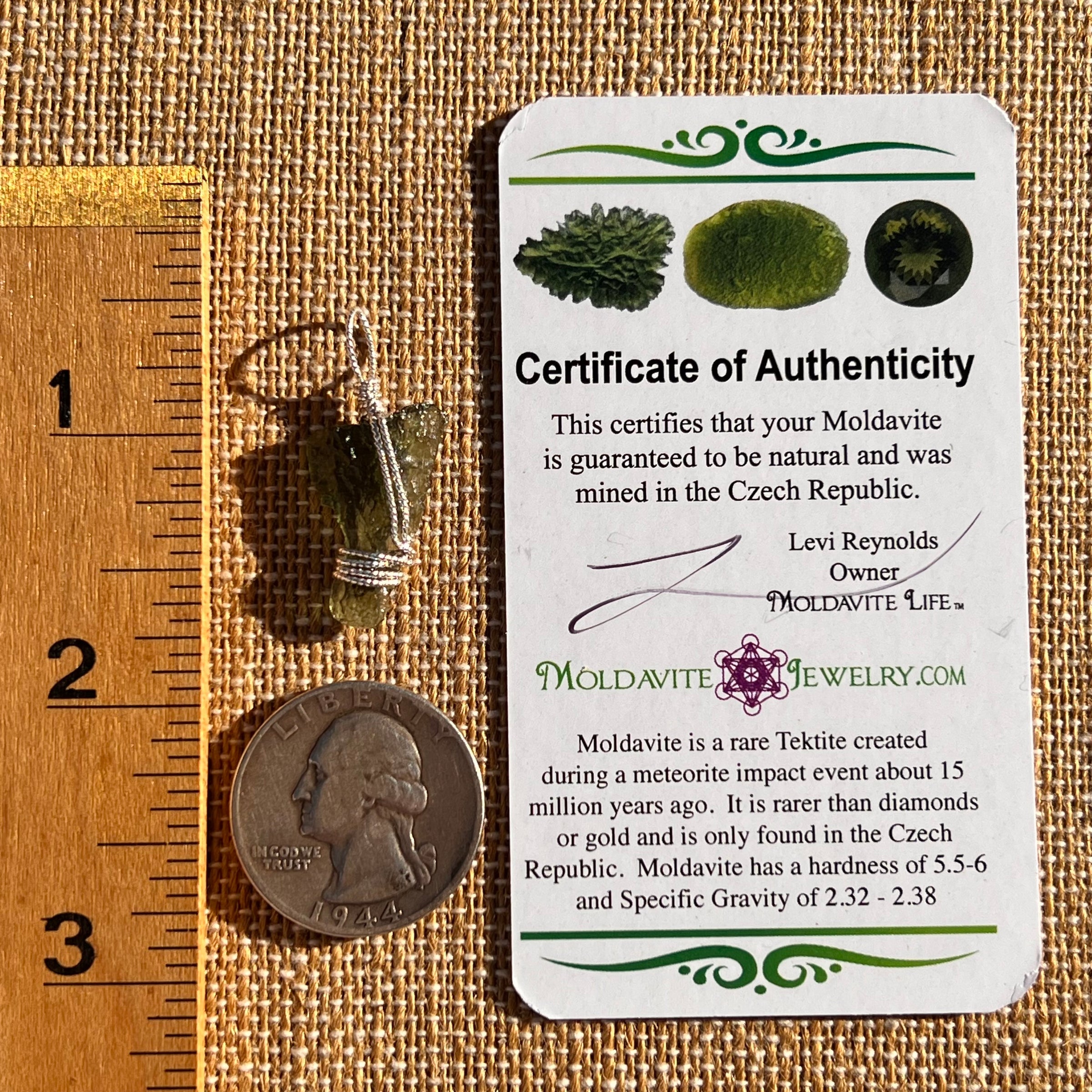 Moldavite Wire Wrapped Pendant Sterling Silver #7849-Moldavite Life