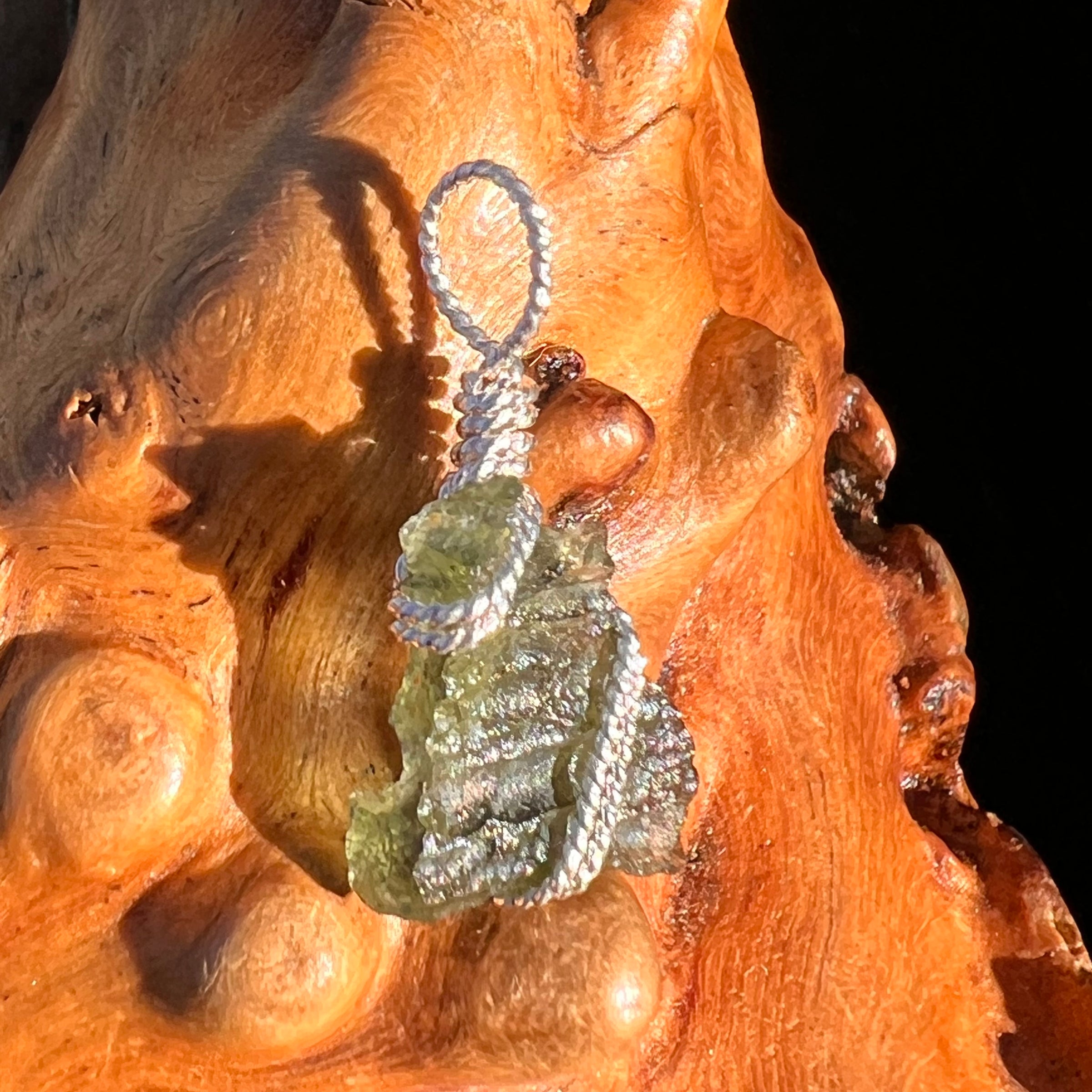 Moldavite Wire Wrapped Pendant Sterling Silver #7850-Moldavite Life