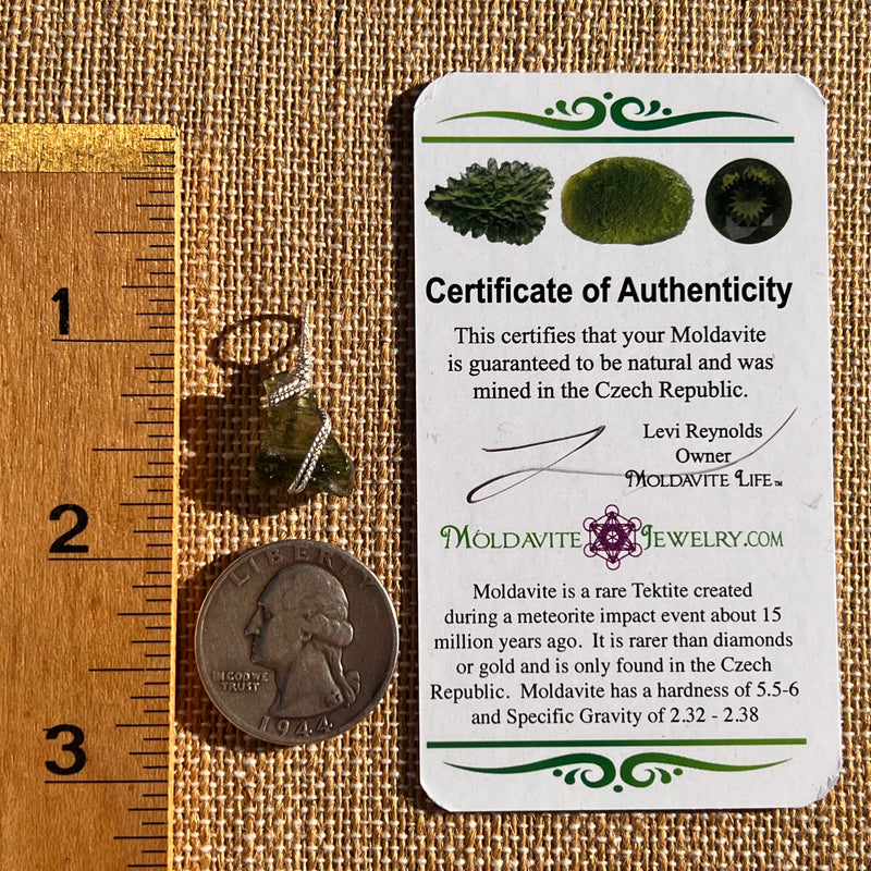 Moldavite Wire Wrapped Pendant Sterling Silver #7850-Moldavite Life