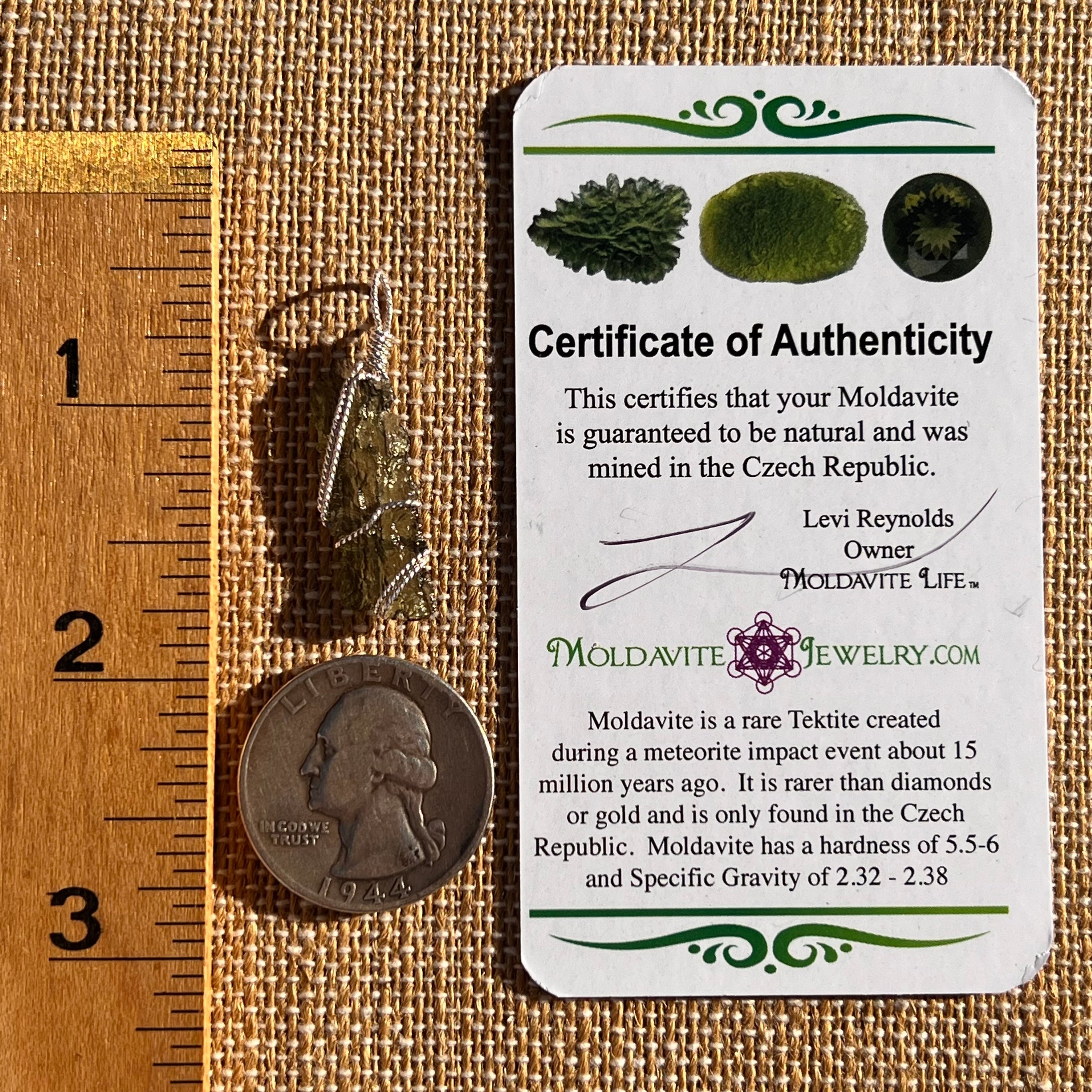 Moldavite Wire Wrapped Pendant Sterling Silver #7851-Moldavite Life