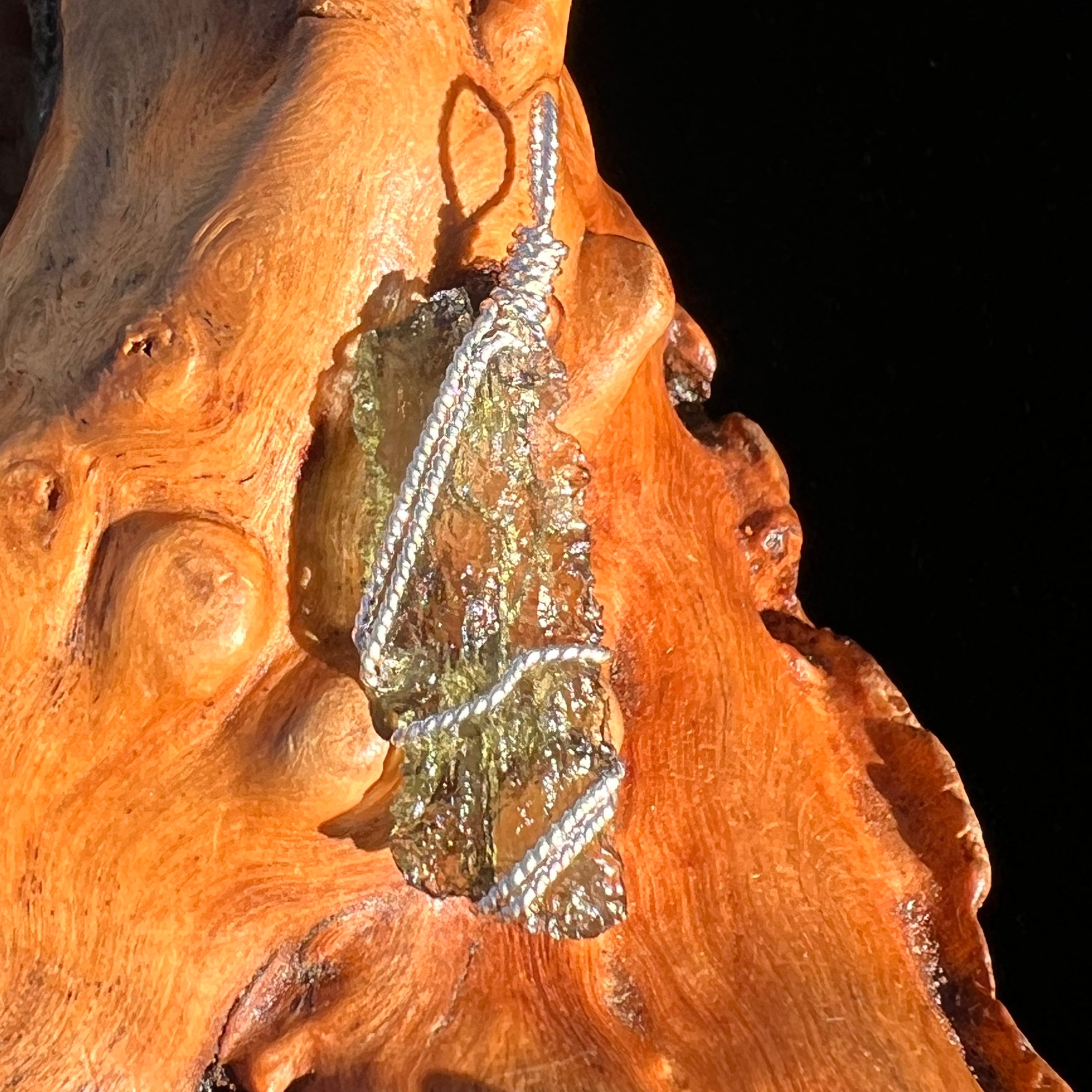 Moldavite Wire Wrapped Pendant Sterling Silver #7851-Moldavite Life