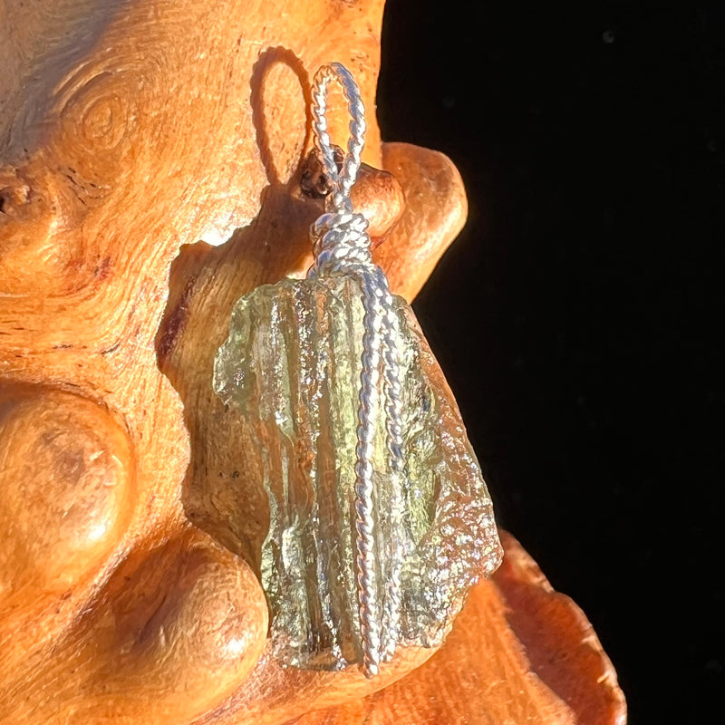Moldavite Wire Wrapped Pendant Sterling Silver #7852-Moldavite Life