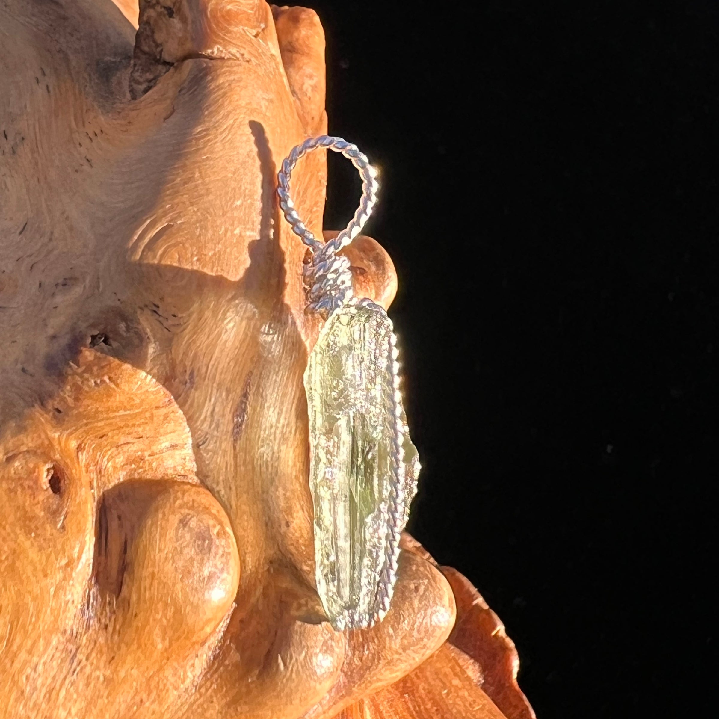 Moldavite Wire Wrapped Pendant Sterling Silver #7852-Moldavite Life