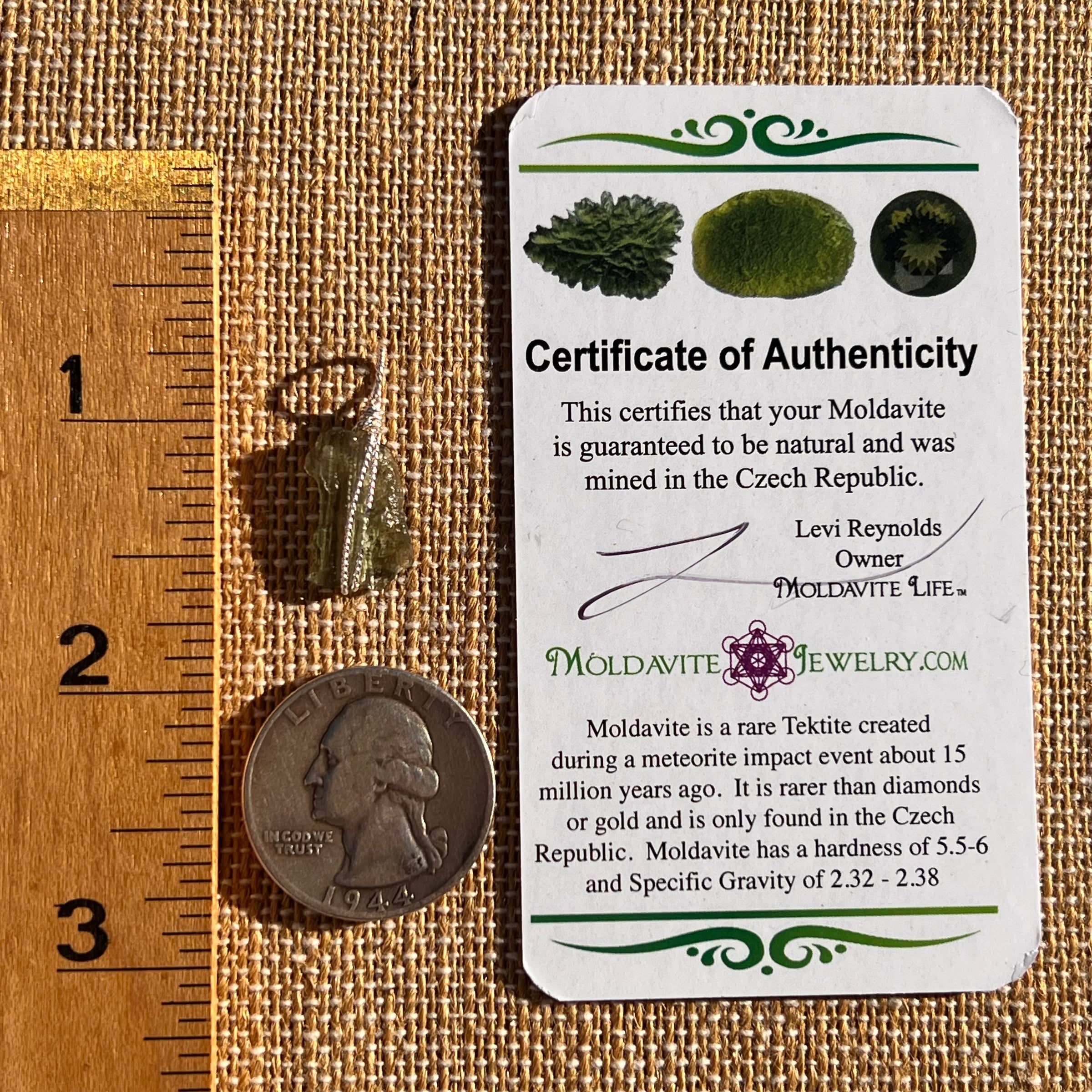 Moldavite Wire Wrapped Pendant Sterling Silver #7852-Moldavite Life