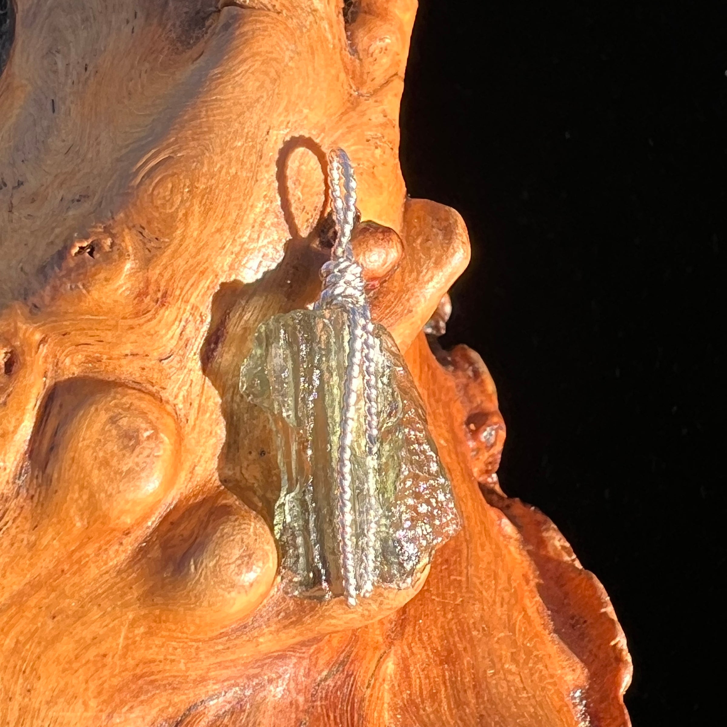 Moldavite Wire Wrapped Pendant Sterling Silver #7852-Moldavite Life