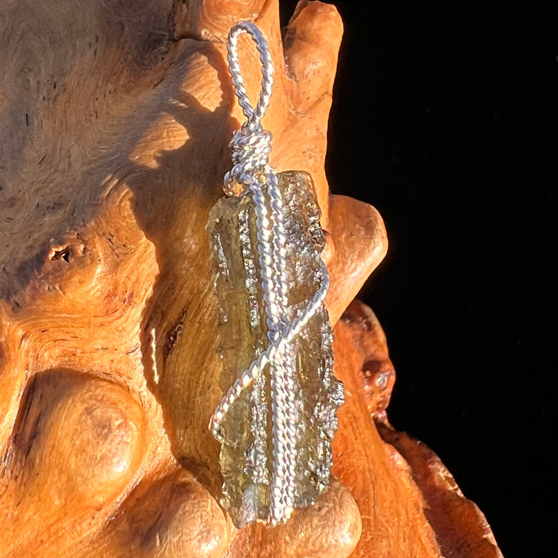 Moldavite Wire Wrapped Pendant Sterling Silver #7854-Moldavite Life