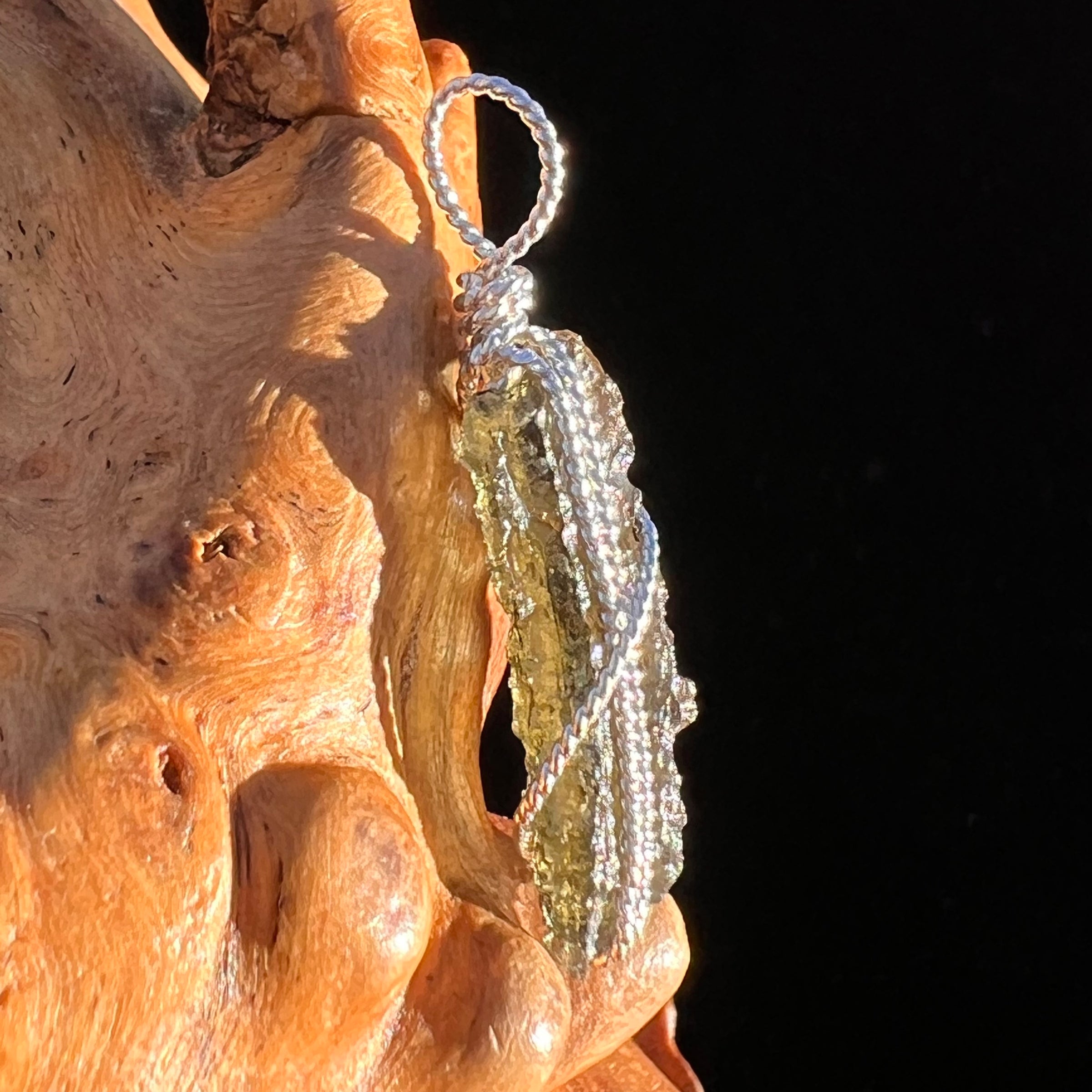 Moldavite Wire Wrapped Pendant Sterling Silver #7854-Moldavite Life